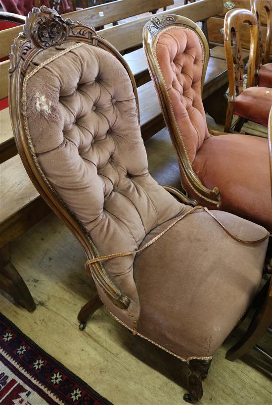 Victorian showwood nursing chair